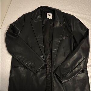 Zara faux leather blazer black Large